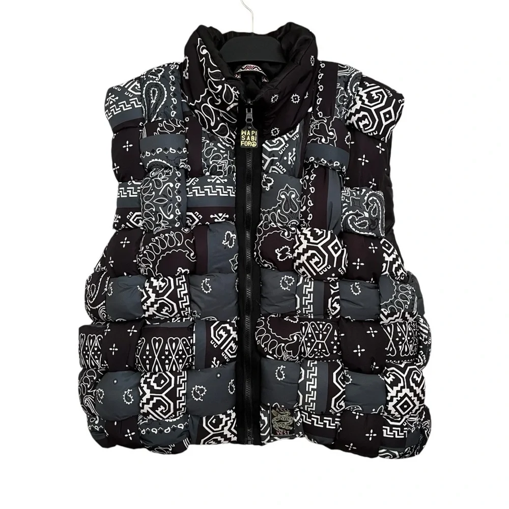 Kapital Bandana Paisley Print Reversible Nylon Keel Weaving Puffer Vest Size 1 - Picture 4 of 14